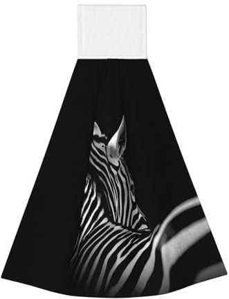 JaoXer Handtücher, Zebra-Korallensamt, zum Aufhängen, schnell trocknende Reinigungstücher für Küche, Bad, Camping und mehr, Schwarz und Weiß