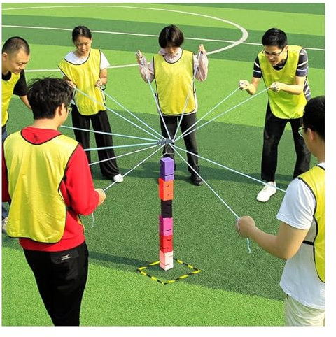 ARHEORMUH Teamwork-Spiele Teambuilding-Spielblöcke, Team-Tower-Spiel Aus Robustem ABS-Material, Verbesserung Der Kommunikationsfähigkeiten Der Gruppenführung(Yellow,10PCS)