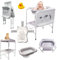 Bañera Multifuncional para Bebé 5en 1: Plegable con Soporte, con Cojín Antideslizante, Cambiador, Bandejas Organizadoras, Desagüe con Tubo y Soporte para Ducha (Gris Cojín)