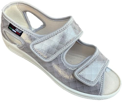 GAVIGA Sandali ciabatte donna regolabili a strappi 2025 in cotone traspirante ideale per piedi gonfi e riabilitazione 381 (lamina beige, Sistema Taglie Calzature EU, Adulto, Donna, Numero, Media, 38)