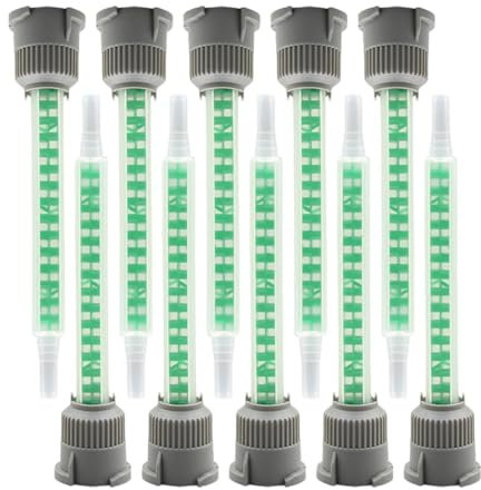 OUDQFCJ 10 pièces Buse mélangeur statique pour colle epoxy bi-composant, mélangeur 1:1 pour colle plastique, colle bi-composant, pistolet colle epoxy