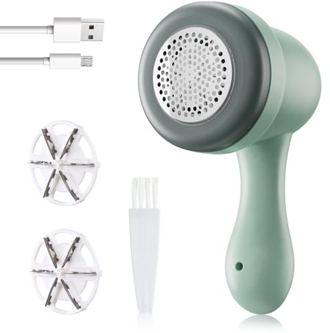 Bobble Remover For Clothes, Lint Remover with 2 Extra Blades, Multi-Use Sweater Debobbler Rechargeable Fabric Shaver for Clothes Jumpers, Furniture, Wool, Carpet and Bobbles