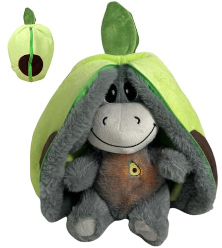 KUWUNG Atmendes Kuscheltier, Schlafender Plüsch Esel Kuscheltier, Unsichtbarer Klettverschluss zum Einfachen Abnehmen und Waschen, Esel Spielzeug Stressabbau Stofftier Für Schlafende (Keine Batterien)