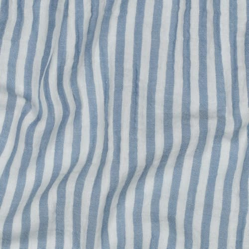 MAGAM-Stoffe Paul Musselin Mulltuch Kinder Baumwollstoff Oeko-Tex Meterware 50cm (Streifen blau)
