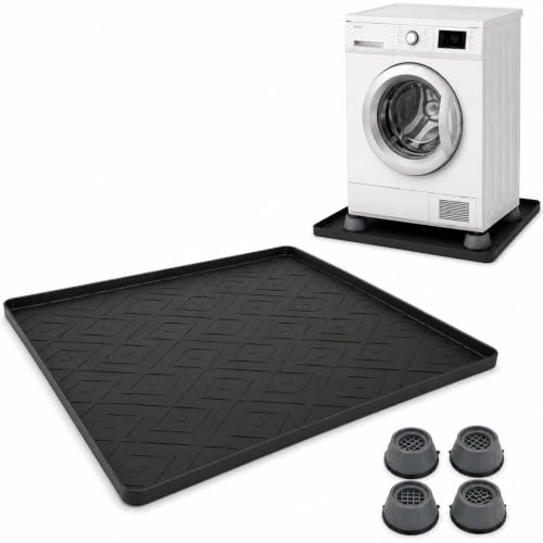 Silicone Refrigerator Mat, 50x50cm | Washable Non-Slip with Raised Edges, Durable Floor Protector for Washers Dryers and Kitchen Appliances