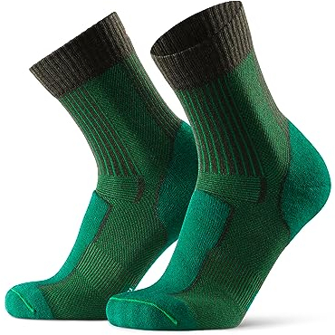 DANISH ENDURANCE Leichte Merino Wolle Wandersocken, Wollsocken, Atmungsaktiv, Unisex, für Herren & Damen, Dunkelgrün, 43-47