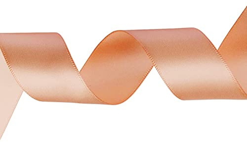 WedDecor Peach Ribbon for Gift Wrapping, 40mm x 25 Metres Double-Sided Satin Polyester Ribbon Roll for Wedding, Christmas, Hair Bow, Crafting, Sewing, Birthday Cake Decoration