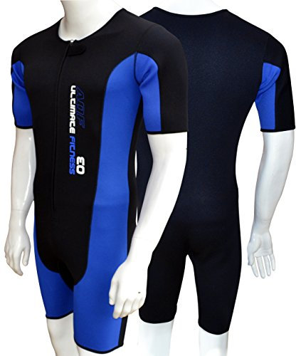 AQF Neoprene Sauna Suit Shirt Rash Sweat Weight Loss Slimming Shorts MMA Gym Boxing Heat Resistance Training, Increase Metabolism, System Detox (Black & Blue, 4X-Large)