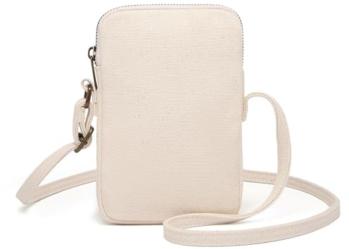 YONBEN Piccola borsa a tracolla con cerniera per telefono cellulare, mini borsa a tracolla portafoglio per smartphone con carte di credito, Beige, 4.72”*0.79”*6.5”