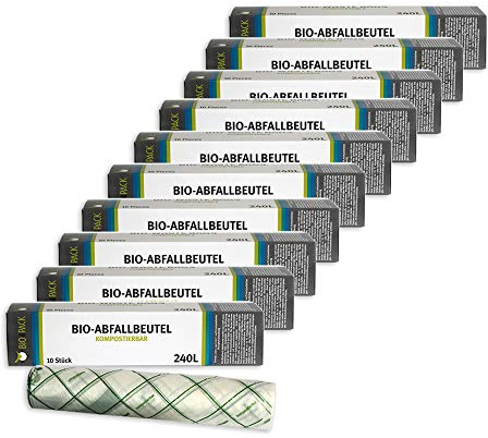 10er SET 240 L Abfallbeutel (je 10 Stk. auf Rolle) / Bio4Pack /Müllbeutel/Mülltüte/Biobeutel/Kompostbeutel