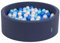 KiddyMoon Piscine À Balles pour Bébé Rond 90X30cm/300 Balles 7Cm Fosses À Boules Jouet Enfant, Bleu Foncé: Babyblue/Bleu/Perle