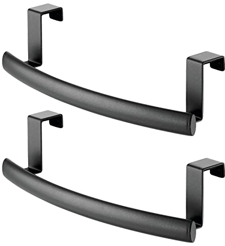 mDesign Moderne Küchenaufbewahrung aus Metall, gebogener Handtuchhalter – zum Aufhängen an der Innen- oder Außenseite von Türen, zum Organisieren und Aufhängen von Hand-, Geschirr- und Geschirrtüchern