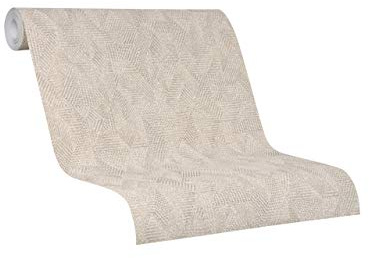 marburg Tapete Beige Uni Dreiecke Formen für Schlafzimmer Wohnzimmer oder Küche Made in Germany 10,05 x 0,53m Avalon 31618