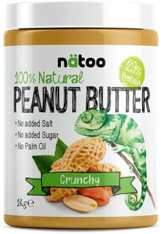 NÄTOO Burro di Arachidi Proteico, 29% di Proteine, 1kg, Crema Proteica Senza Zucchero, 100% Arachidi Tostate di Alta Qualità, Peanut Butter Crunchy, Crema Spalmabile ideale per Colazione Proteica