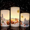 Eldnacele Flammenlose Weihnachts-Kerzen, flackernd mit 6-Stunden-Timer, 3 Stück, Weihnachtsmann-Aufkleber, Echtwachskerzen, LED-Flammen für Weihnachten, Heimdekoration, betrieben mit 2 AA-Batterien