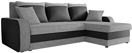 Mirjan24 Ecksofa Kristofer Lux, Eckcouch Couch! mit Schlaffunktion, Zwei Bettkasten, Farbauswahl, Wohnlandschaft! Bettfunktion! Design L-Form Sofa! Seite Universal! (Florida 01 + Rain 14.)