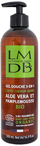La Maison du Barbier - Gel Douche Homme 3-en-1, Corps, Cheveux, Barbe - Écocert Cosmos Organic, 97% d’Ingrédients d’Origine Naturelle - Fabrication Française - 500 ml