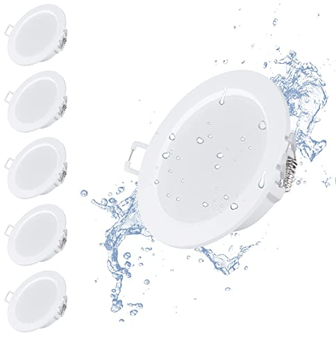 bapro 6x Foco Empotrable LED Techo, 6W 500LM 6000K Downlight Redondo Extraplano, para Ojos de Buey/Baño/salón/dormitorio/cocina(Frío blanco)