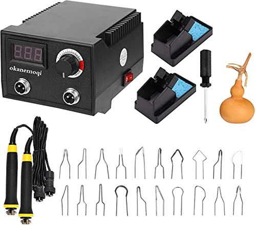 Kit Pirograbador de Madera, Temperatura Regulable, Soldador Profesional para Madera, Cuero, Grabado (100W, 2 bolígrafos,20 puntas de alambre de pirograbado,Pantalla digital de temperatura)