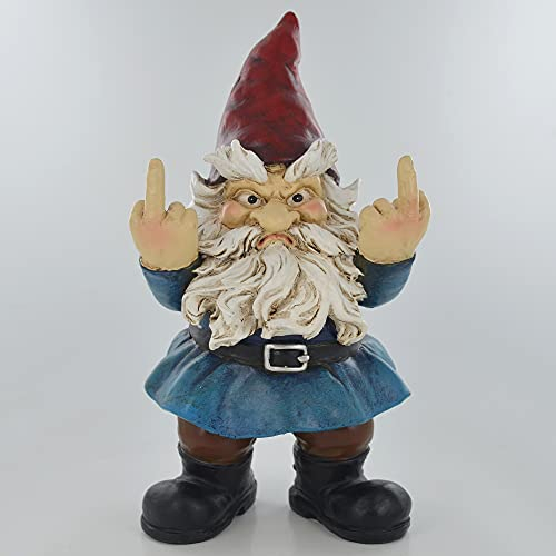Gnome levant les deux majeurs - Décoration de jardin coquine et grossière