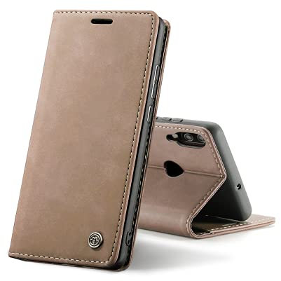 Chocoyi Kompatibel mit Huawei P20 Lite Hülle Leder,Magnetverschluss Premium PU Leder Flip Case,Standfunktion.-Braun