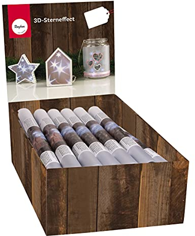 3D-Sternen-Effekt-Folie, Box mit 32 Rollen, Rolle 100 x 33 cm, Stärke 0,15 mm, PVC-Folie mit Sterncheneffekt, Lichteffekt-Folie, Zauberfolie, Hologrammfolie, Glimmerfolie, 23069000