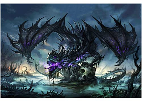 1000 Teile Puzzle für Erwachsene und Kinder,Schwarzer Drache Im Sumpf Puzzle,Geeignet für Kinder Ab 12 Jahren