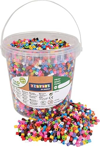 Playbox Bügelperlen I´m Green im Eimer, 10-Farben-Mix, 5.000 Perlen
