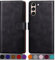 SUANPOT for Samsung Galaxy S21 5G case with [Credit Card Holder][RFID Blocking],PU Leather Flip Book Protective Cover Women Men for Samsung S21 Phone case Black