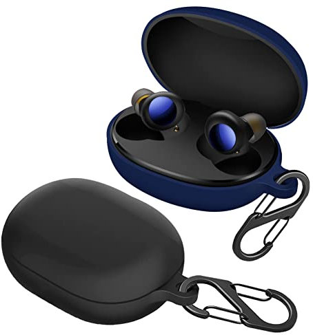 easyBee Hülle 2er-Pack für Realme Buds Air 2 Neo/Realme Buds Q2 / Realme Buds Q2s, Flüssiges Silikon Case Ultradünn Stoßfest Schutzhülle Bluetooth Kopfhörer Tasche - Schwarz und Blau