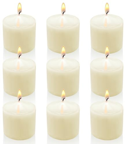Ivory Votive Candles, 9 Packs Unscented Small Votives for Wedding, Holiday Party, Home Decoration (8 Hour), 1.5 D x 1.25 H