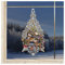 DSD Design-Studio Drechsler Fensterbild Rehlein mit Vögelchen Plauener Spitze Winter-Dekoration 35 x 18 cm