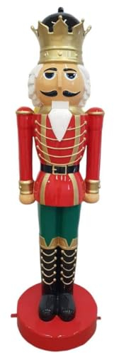 Casa Padrino Luxus Deko Skulptur Nussknacker König Rot/Mehrfarbig/Gold H. 200 cm - Lebensgroße Weihnachts Deko Figur - XXL Weihnachts Skulptur - XXL Deko Skulptur - XXL Deko Figur
