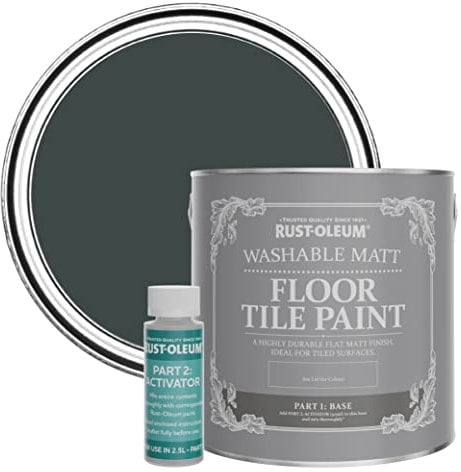 Rust-Oleum Black Washable Matt Floor Tile Paint - Black Sand 2.5L