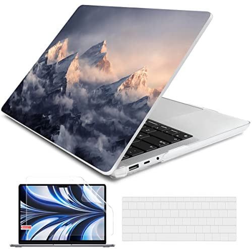 Batianda Case for 12.4 Microsoft Surface Laptop Go 3 2023 Release/Surface Laptop Go 2 (2022), Designed Clear Protective Plastic Hardshell & Keyboard Cover & Screen Protector, Snow Mountain