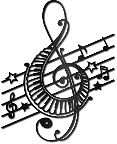 CREATCABIN Music Notes Wall Art Metal Wall Art Decor Musical Notes Sign Black Hanging Sculpture for Home Office Bedroom Living Room Garden Indoor Outdoor Decor Christmas 9.4x11.8inch