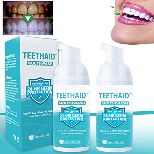 Teethaid Mouthwash 24h,Teethaid Mouth Wash, Teethaid Mundspulung, Teethaid Mundspülung, Zahnsteinentfer, Teethaid Whitening Foam, Whiten Your Teeth, Eliminate Bad Breath (2Pcs)
