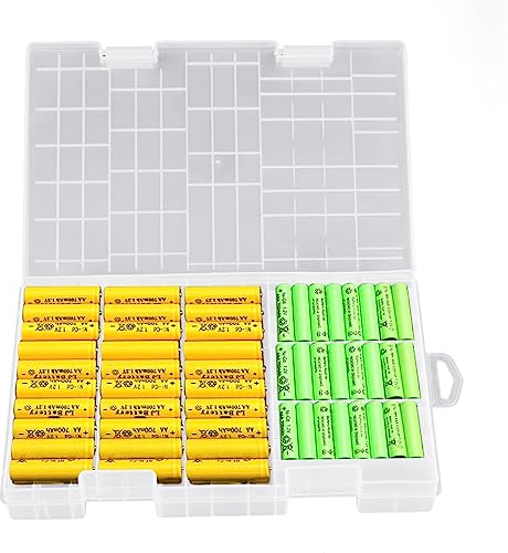 SCHYIDA Batterie Aufbewahrungsbox, Batterie Schutzbox Transparent Akku Behälter Batterie Organizer mit 2 Stück klein Batterie Case Akku Organizer Batterie Aufbewahrung für Sortierung, 25 * 16 * 3.6cm