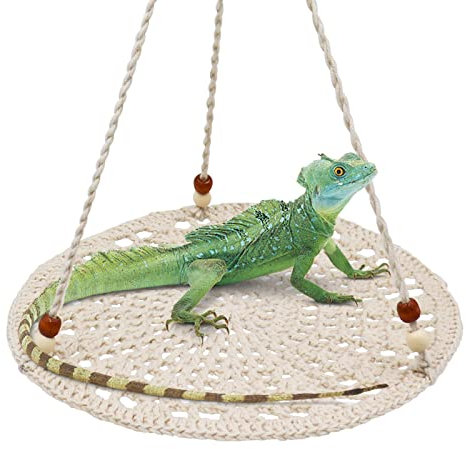 Dnoifne Hängendes Reptilien-Hängematten-Schaukelbett, niedliches Eidechsen-Schaukelspielzeug, Baumwoll-Eidechsenbett, Sommerbett für Bartagamen, Leopardgeckos, Eidechsen, Vögel, Papageien und Ratten