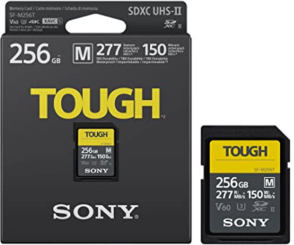 Sony SDXC 256GB SF-M Tough Series - V60 UHS-II U3 - Digital Memory Card - Read 277MB/s Write 150MB/s [SFM256T]