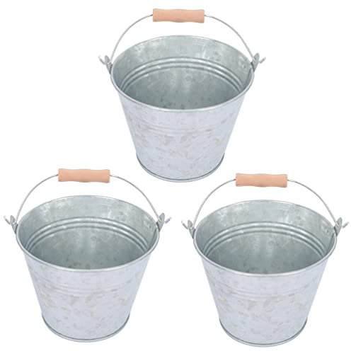 Veemoon 3stücke Eimer Eisen Für Grillkohle Und Robuste Aufbewahrungslösung Mit Holzgriff Für Feuerstelle Und Garten Für Outdoor-nutzung Und Transport Von Grillkohle