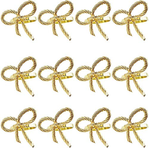 Exogio 12 Stück Goldene Servietten Ring Schmetterling Fliege Servietten Schnalle Hotel Restaurant Mund Stoff Ring Metall Servietten Ring für Hochzeit, Weihnachten, Familientreffen, Tischdekor