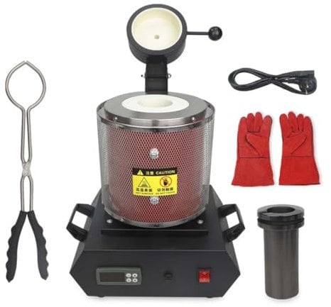 DPDZSW Four De Fusion d'or,Machine De Fusion De Métal Numérique 2102 ℉, Kit De Moulage Métal avec Creuset en Graphite pour Fondre l'argent, l'or, Cuivre, Four De Coulée De Raffinage,Red-3KG