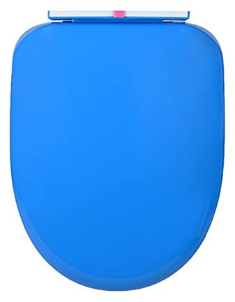 D-förmiger Toilettensitz mit Absenkautomatik, farbiger Toilettensitz, Toilettensitz aus Kunststoff mit Schnellverschluss, blauer Toilettensitz und Bezug mit verstellbaren Kunststoffscharnieren, Rot (
