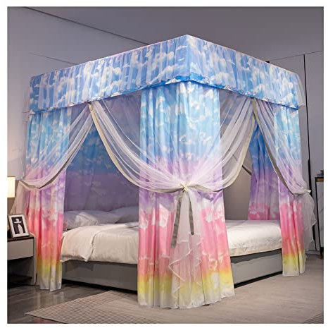 GLFNB Copriletto Zanzariera Zanzariera per Letti da 1,8 m Baldacchino Oscurante Antivento Crea Privacy Tenda da Letto Universale per Tutte Le Stagioni (Stile Colore)