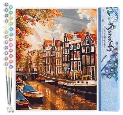 Figured'Art Peinture par Numéro Adulte Soleil à Amsterdam - Activité Manuelle Kit de Loisir Créatif DIY Numéro d'Art Complet - 40x50cm sans châssis en bois