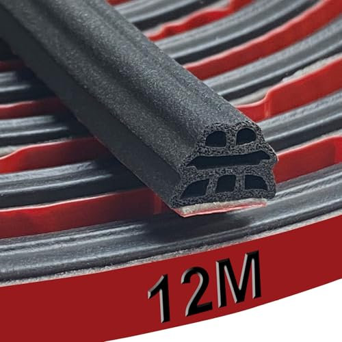 Tira de Sellado Para Puerta de Coche 12M Borde Frontera de Coche Caucho Sello Autoadhesiva Burlete Puerta Coche para Auto Camiones SUV Caravana (12)