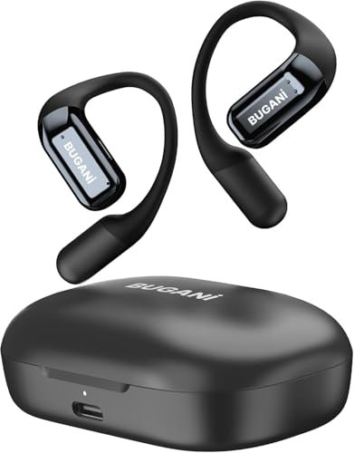 BUGANI Sport Cuffie Bluetooth, Wireless Auricolari Bluetooth 5.4 dell'orecchio Aperto Cuffiette Senza Fili, 38 Ore di Riproduzione, Driver da 16 mm, IPX6 Impermeabili, Progettate per Sport Fitness