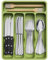 Lifewit Besteckkasten für Schubladen, Besteck Organizer Schublade Organizer Küche Kompakt Besteckeinsatz Utensilienhalter für Schublade aus Kunststoff für Löffel, Gabeln, 5 Fächern, Grün