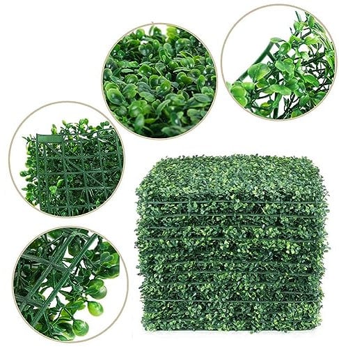 30 PCS Artificial Leaves Hedge Panels Hedge Wall Panels Artificial Grass Backdrop Wall 40 X 60cm 4cm Green Grass Wall for Decor Privacy Fence Indoor Outdoor Garden (Drak Green, 30 Pcs)